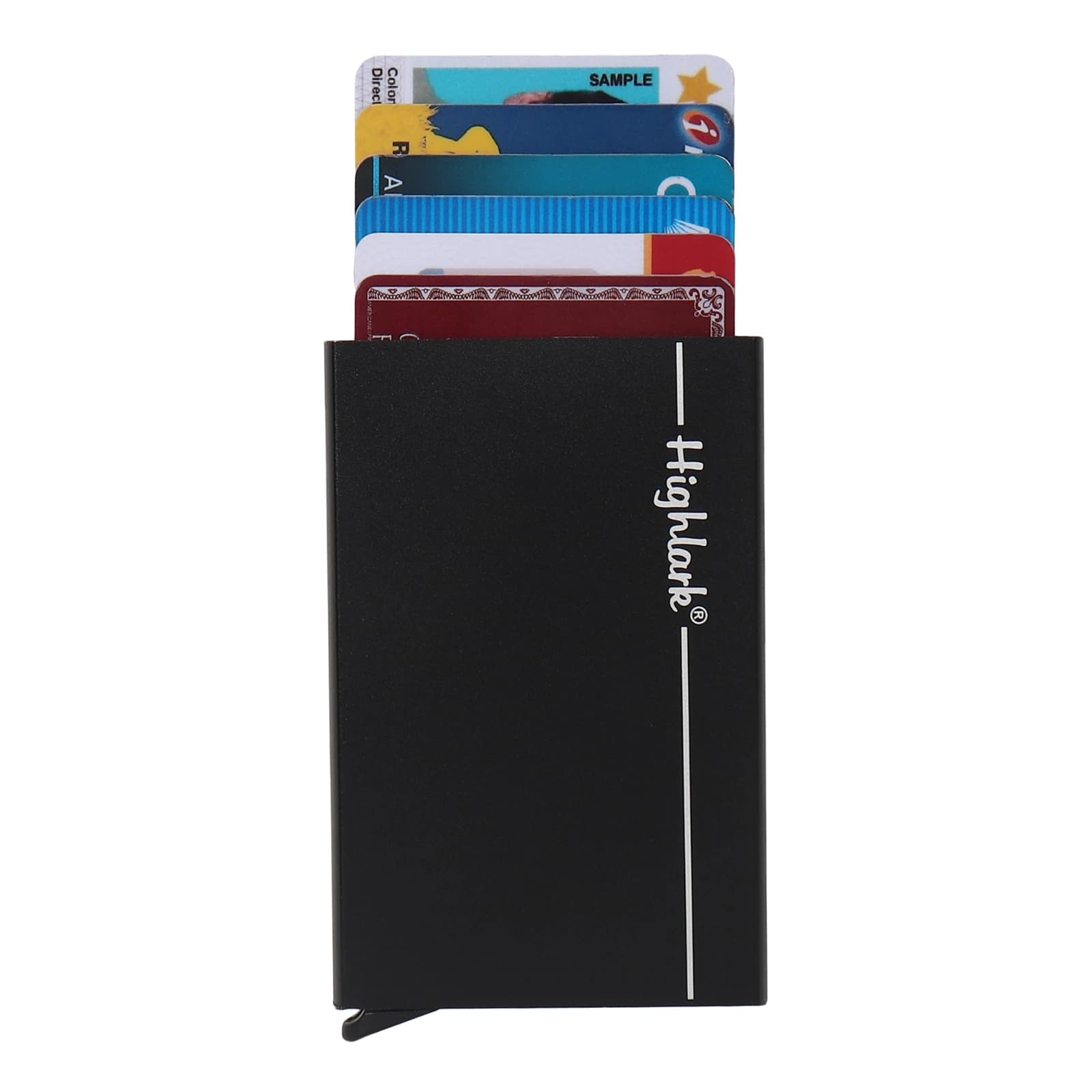 Highlark Slim Aluminum Pop-Up Card Holder Wallet with RFID Protection – Matte Black (4" x 2.2") 2