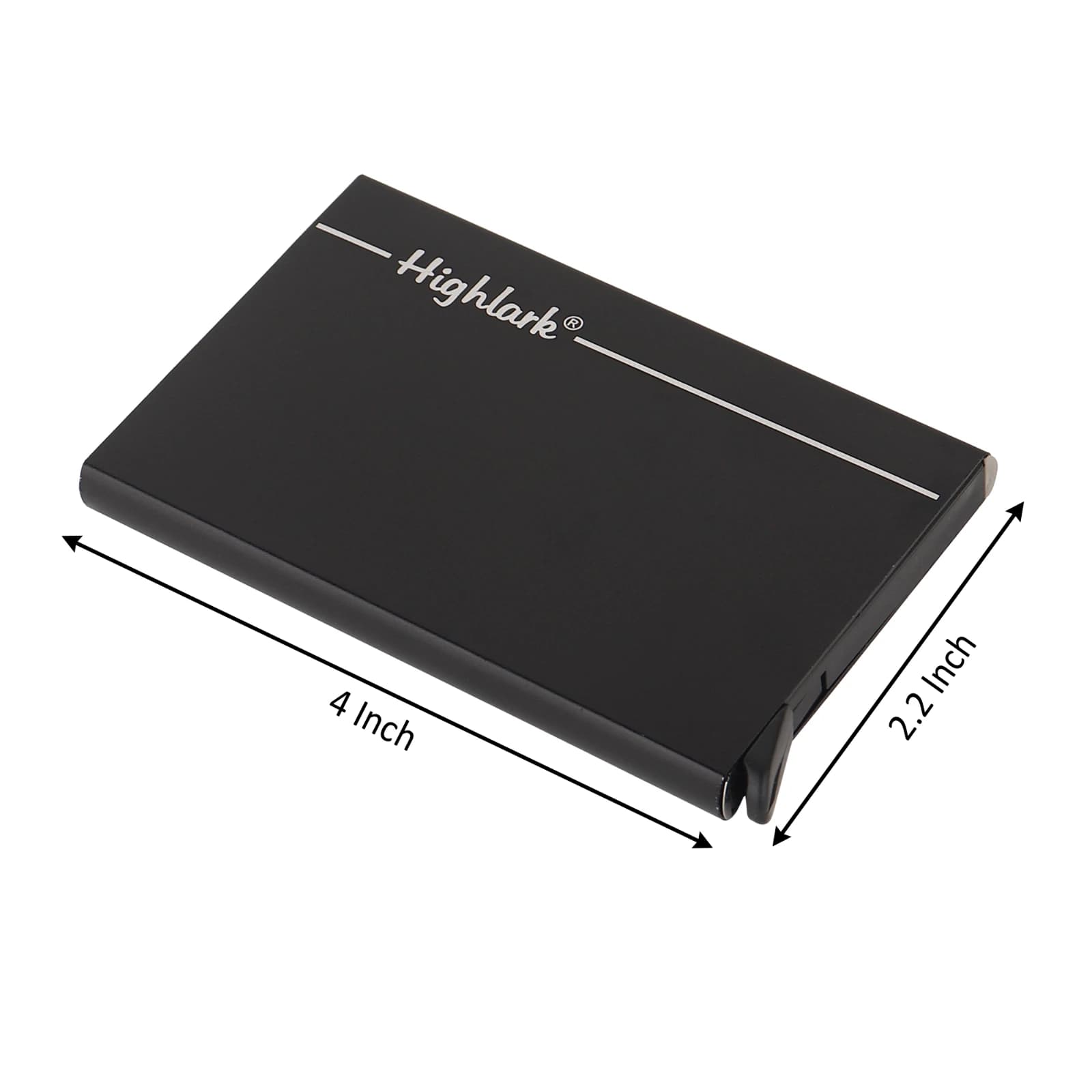 Highlark Slim Aluminum Pop-Up Card Holder Wallet with RFID Protection – Matte Black (4" x 2.2") 4