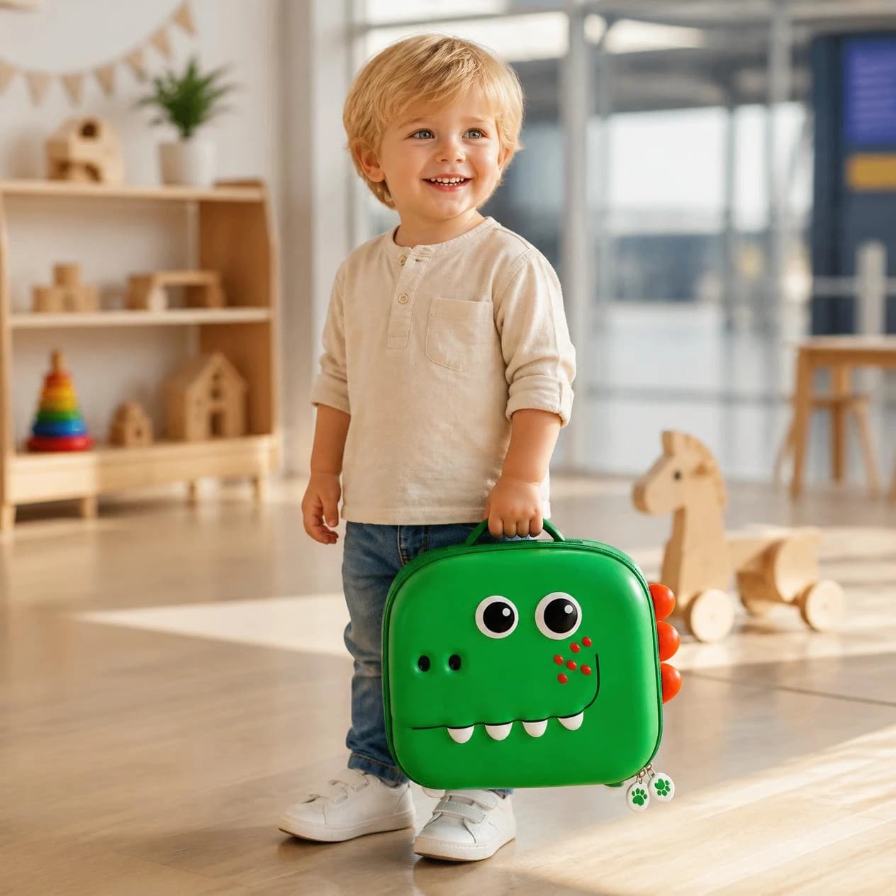 Highlark Kids Hardshell Dinosaur Suitcase & Travel Storage Bag – Vibrant Green 5