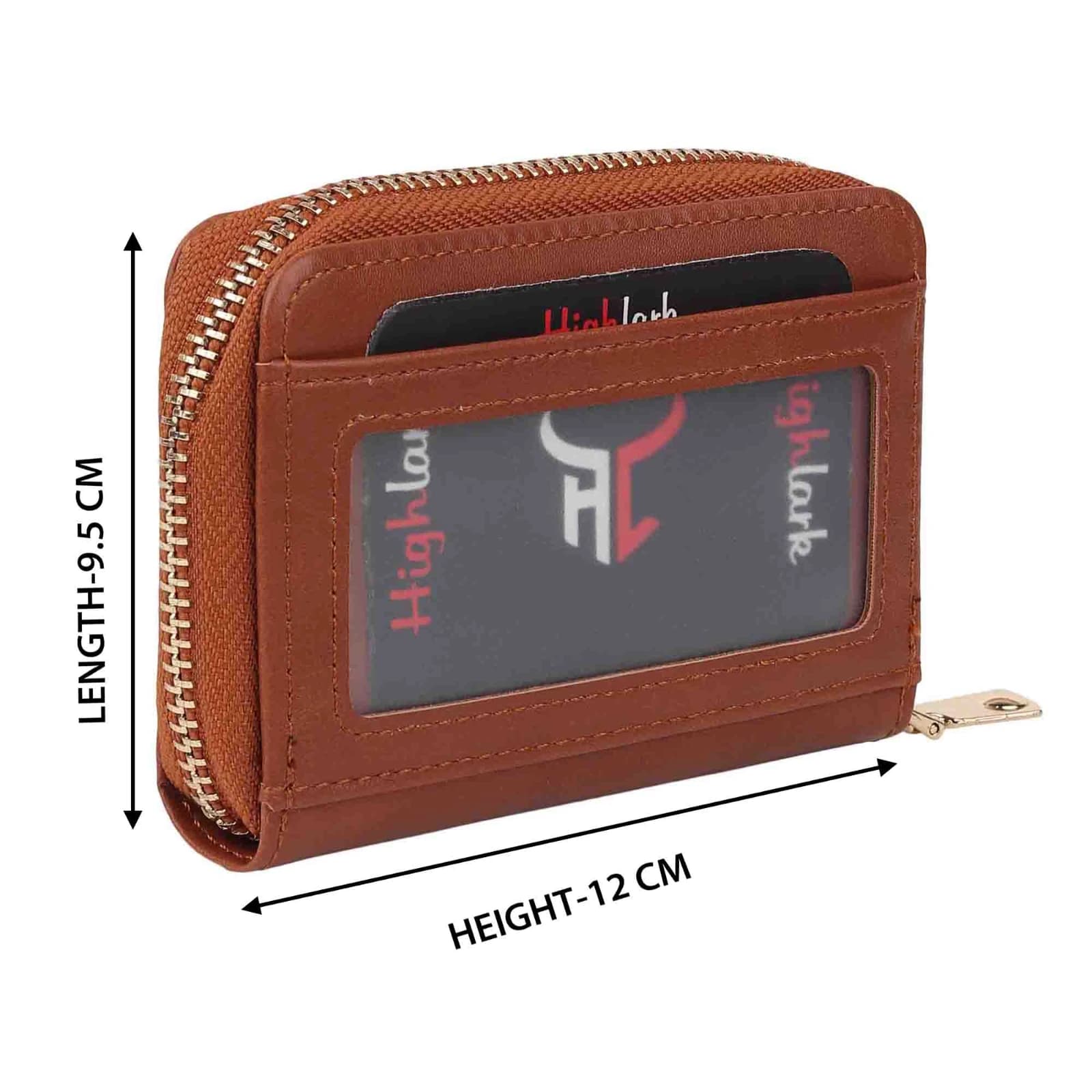 Highlark Accordion Zip-Around Leather Card Holder Wallet – Classic Tan Brown 3