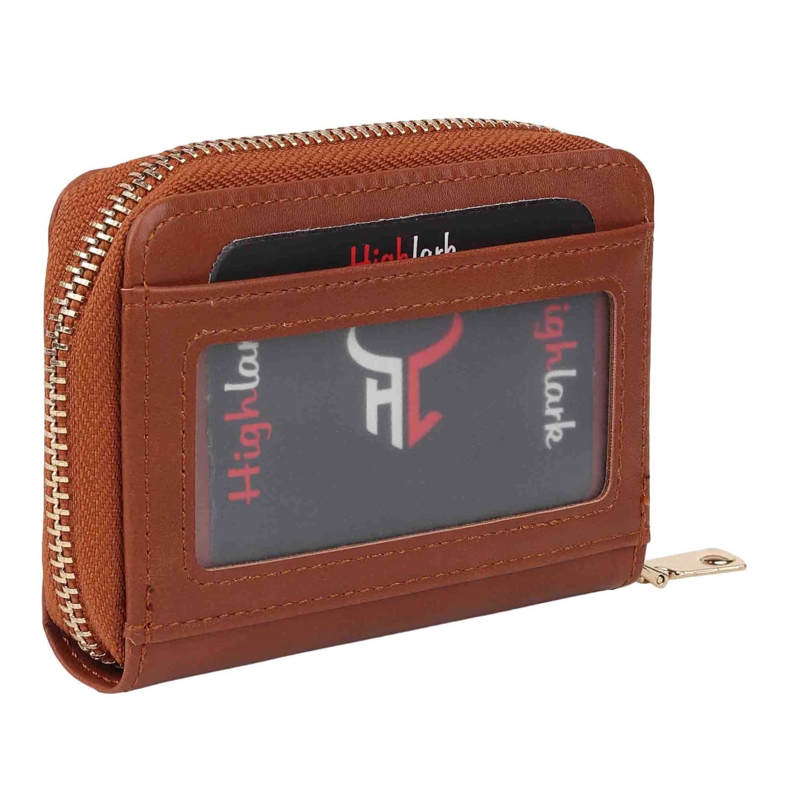 Highlark Accordion Zip-Around Leather Card Holder Wallet – Classic Tan Brown 1