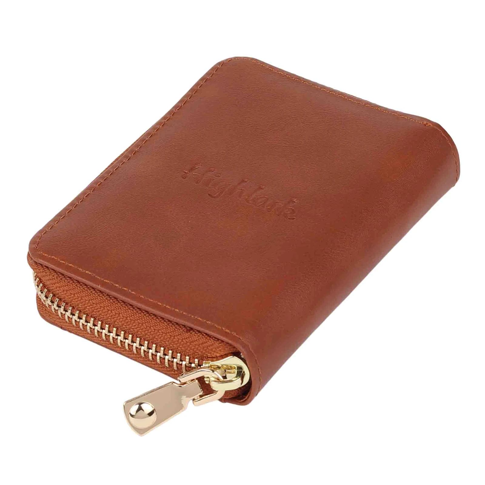 Highlark Accordion Zip-Around Leather Card Holder Wallet – Classic Tan Brown 5