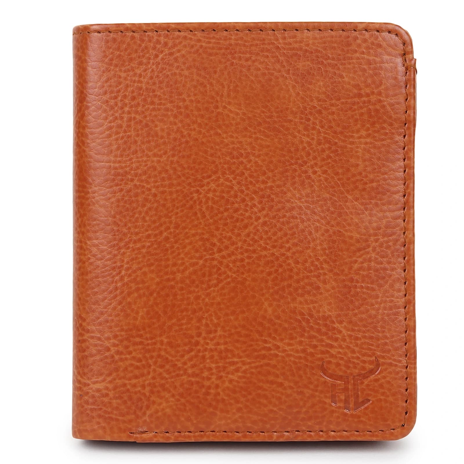 Highlark Slim Leather Trifold Wallet with Clear ID Window – Tan Brown 1
