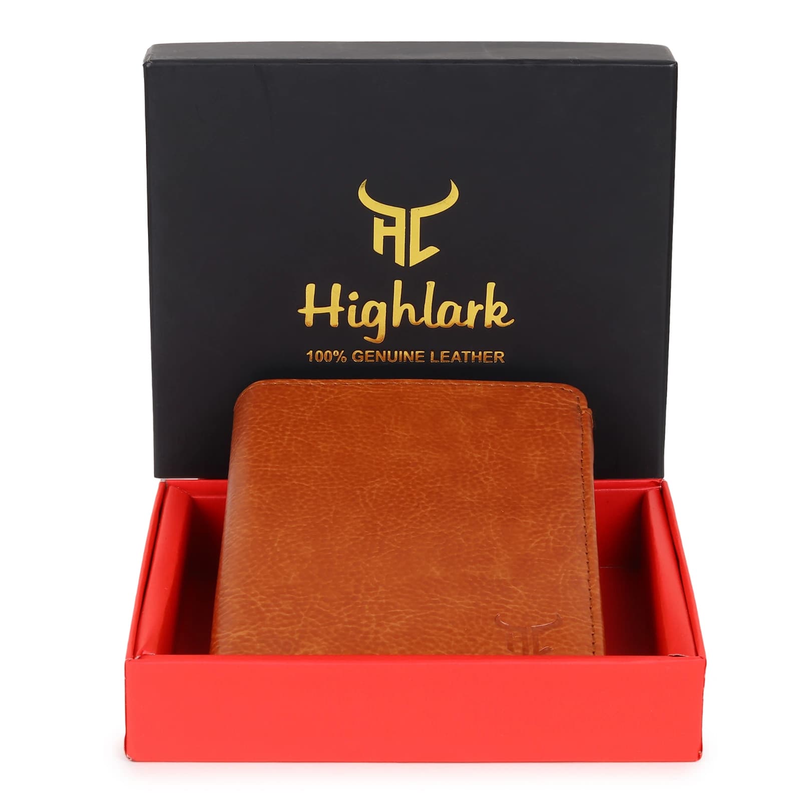 Highlark Slim Leather Trifold Wallet with Clear ID Window – Tan Brown 6