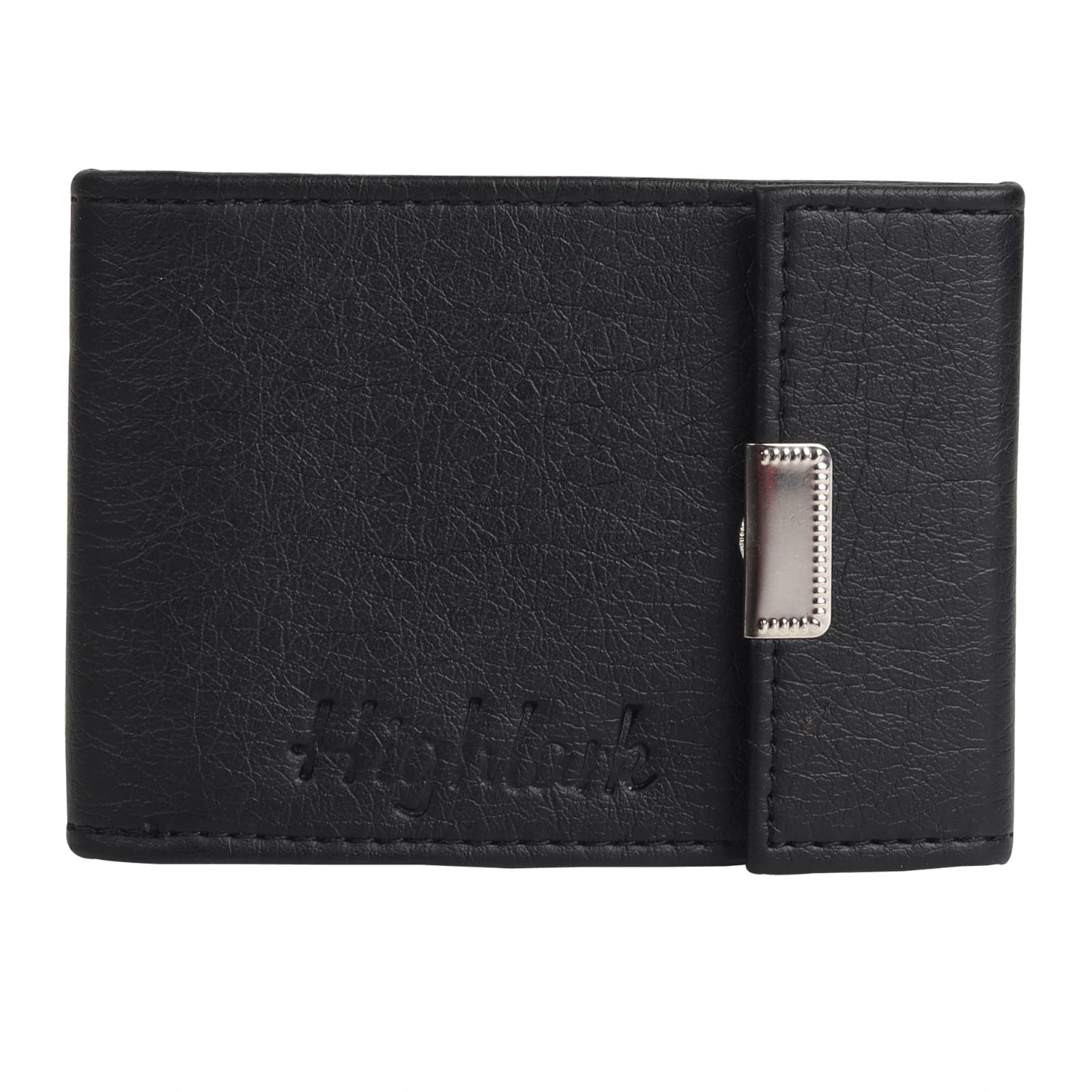 Highlark Slim Snap-Button Leather Card Case with Clear Inserts – Jet Black 1