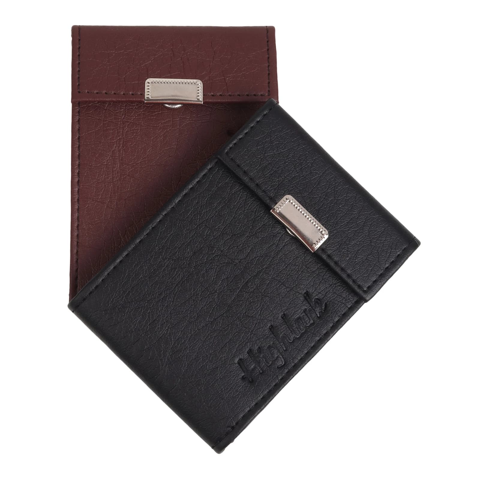 Highlark Slim Snap-Button Leather Card Case with Clear Inserts – Jet Black 5