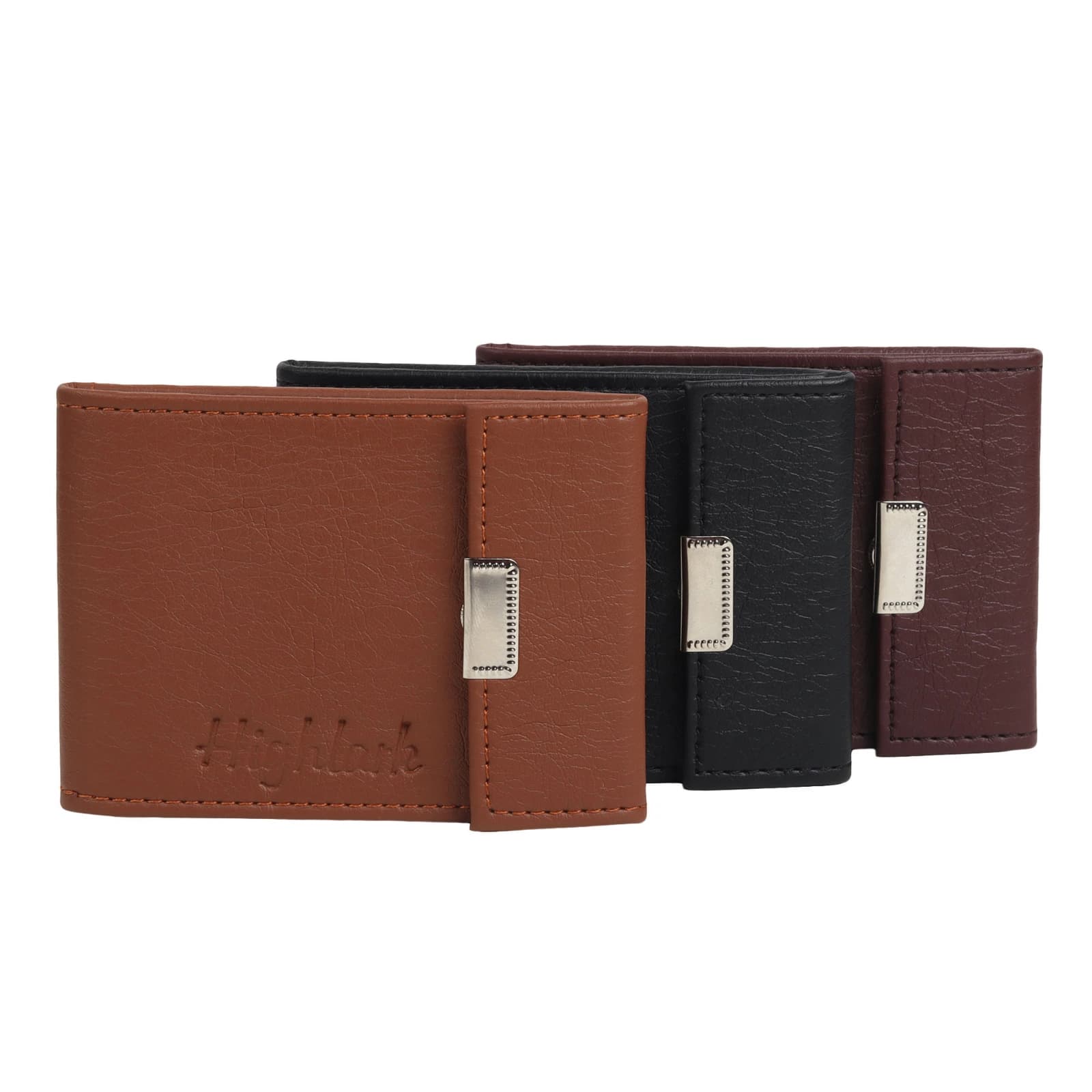 Highlark Slim Snap-Button Leather Card Case Organizer – Burgundy Wine 6