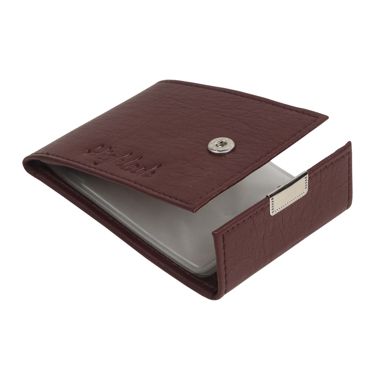 Highlark Slim Snap-Button Leather Card Case Organizer – Burgundy Wine 3
