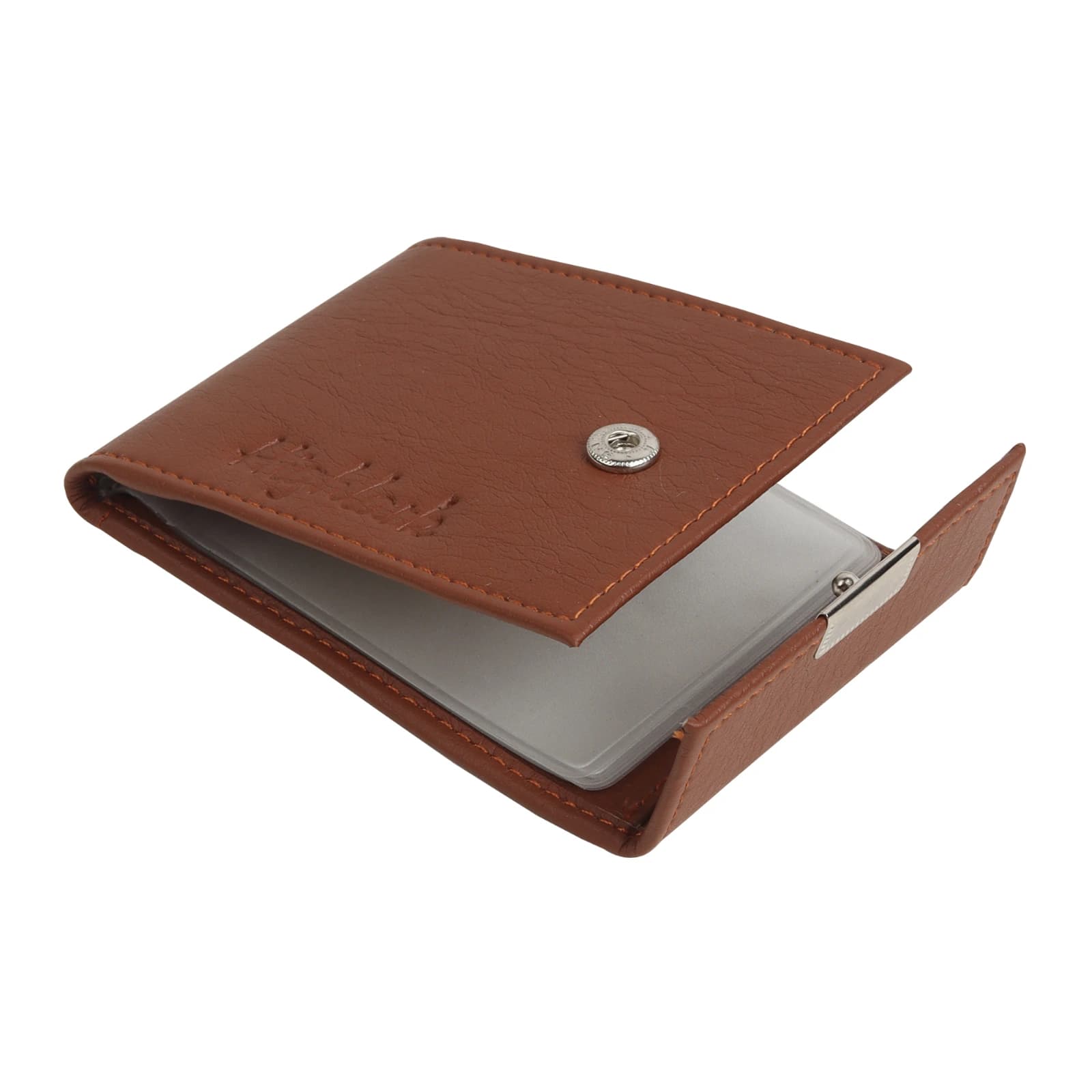 ighlark Slim Snap-Button Leather Card Case Organizer – Cognac Tan 2
