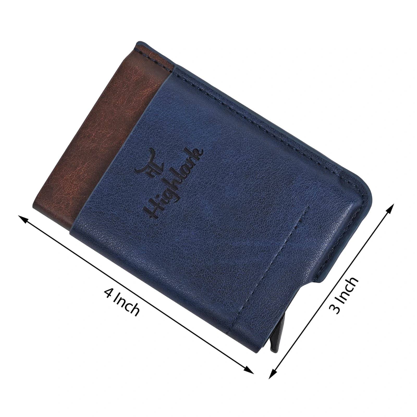 : Highlark Automatic Pop-Up RFID Blocking Smart Wallet & Card Holder – Navy Blue & Walnut Brown 4