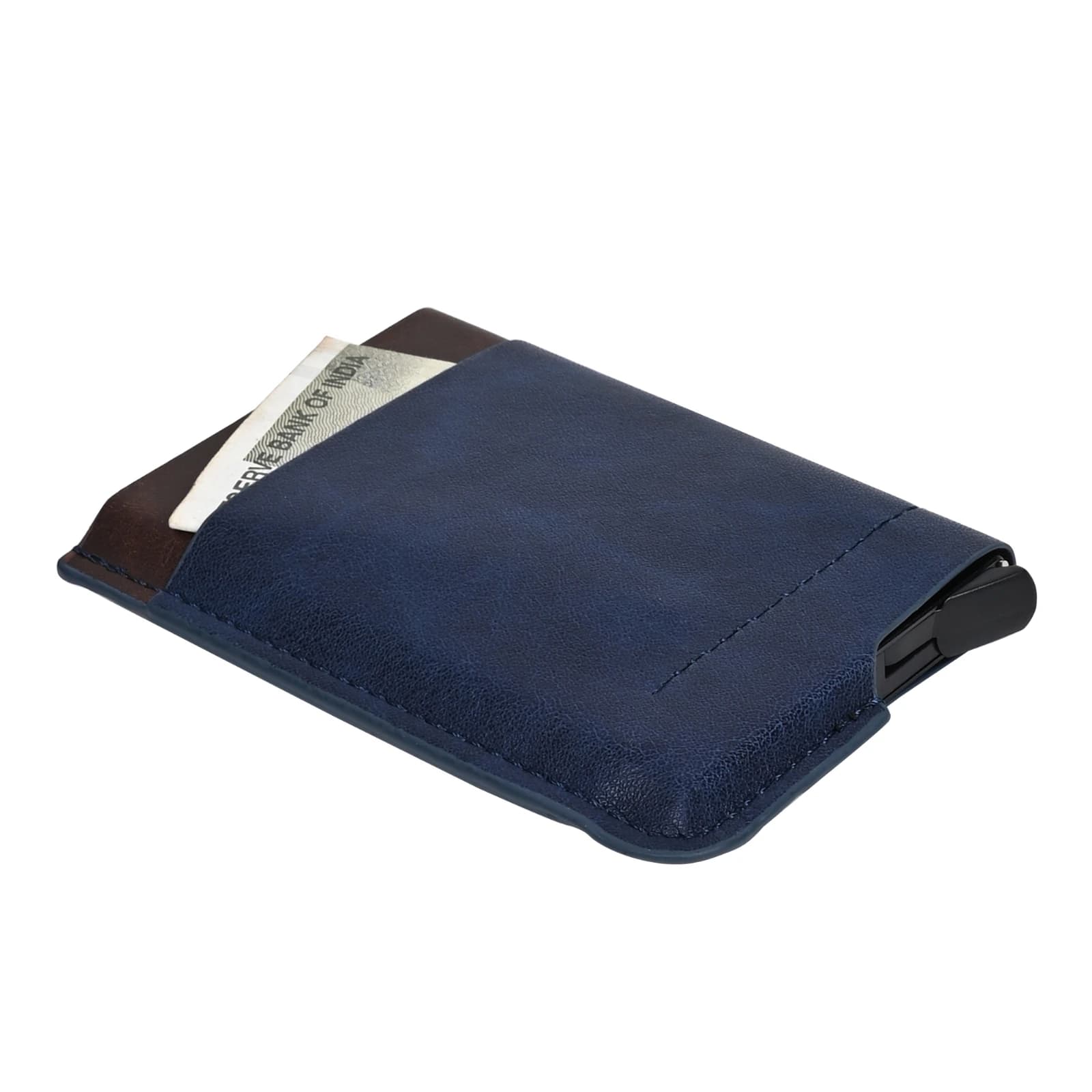: Highlark Automatic Pop-Up RFID Blocking Smart Wallet & Card Holder – Navy Blue & Walnut Brown 3