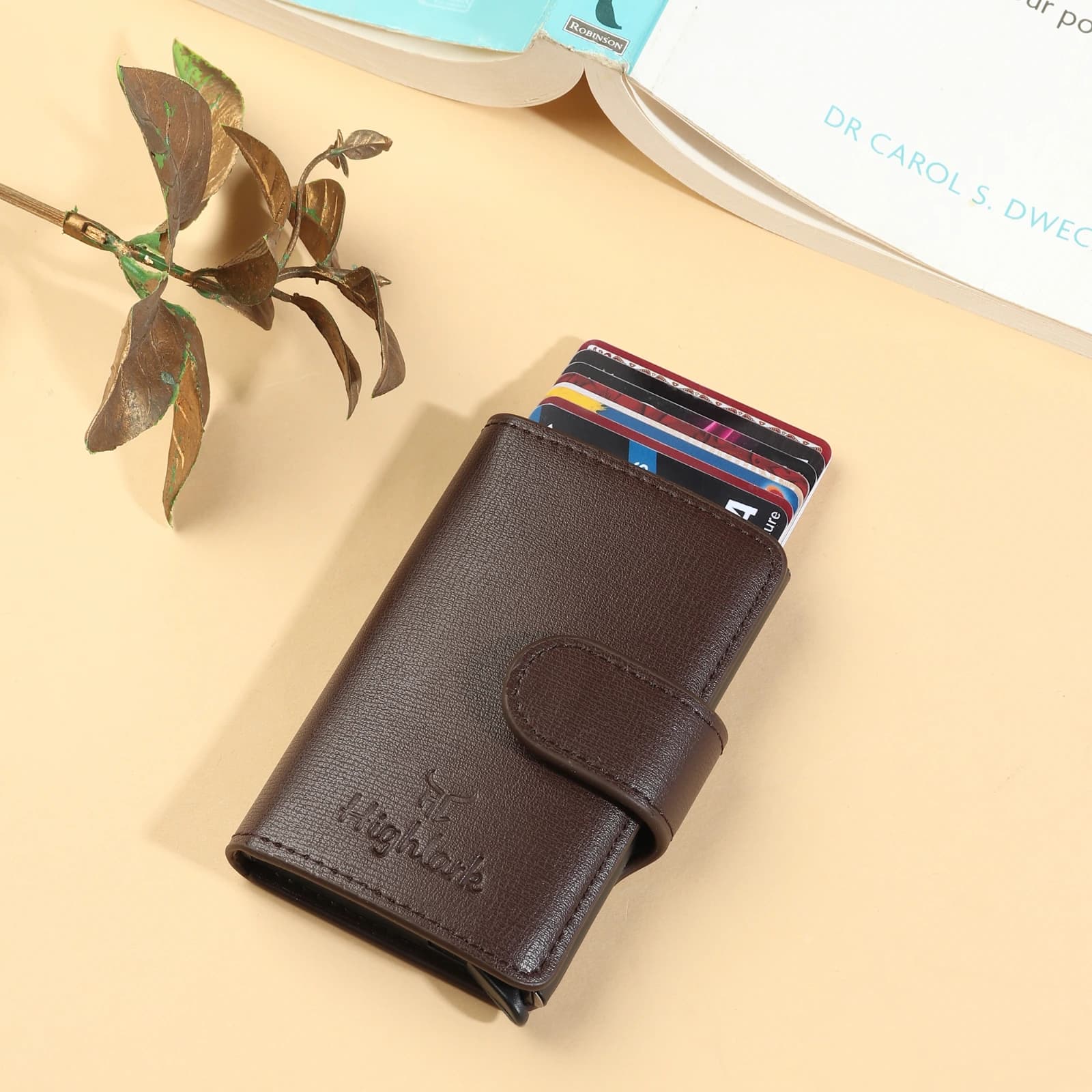Highlark Automatic Pop-Up RFID Blocking Smart Wallet & Card Holder – Coffee Brown 6