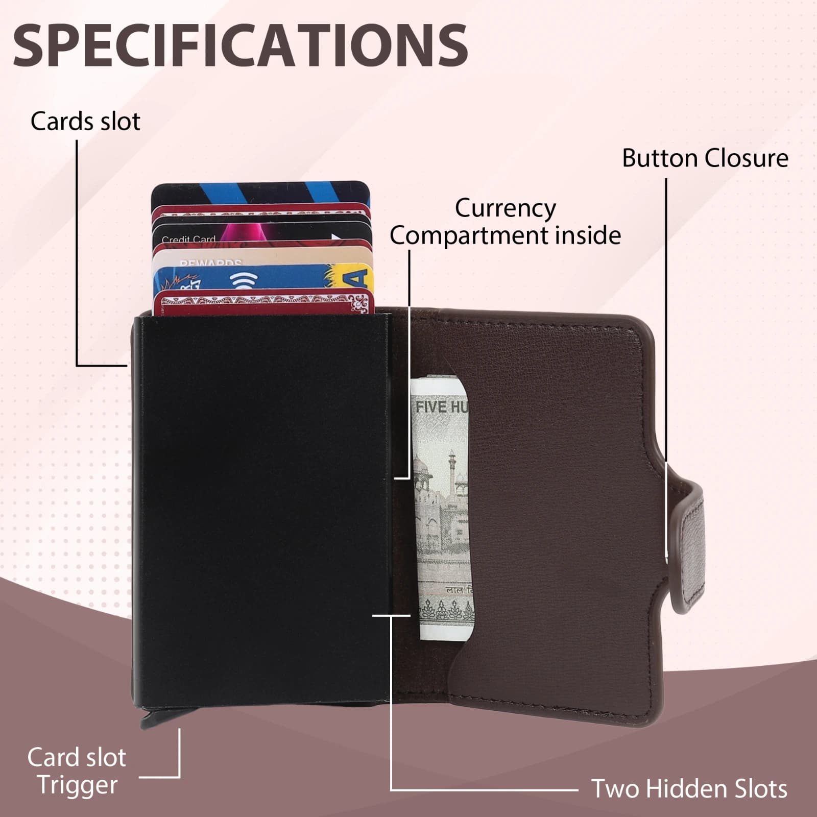 Highlark Automatic Pop-Up RFID Blocking Smart Wallet & Card Holder – Coffee Brown 4