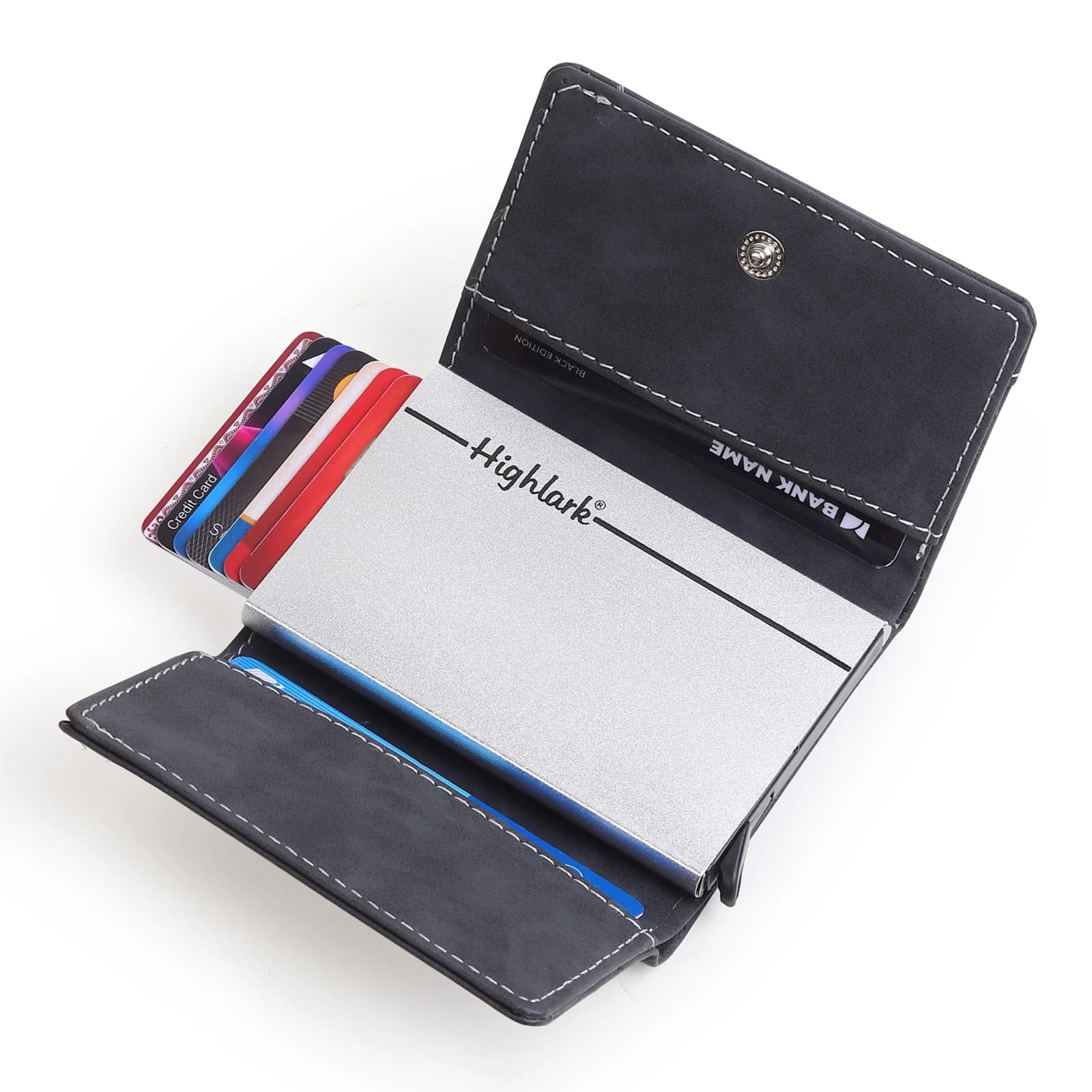 Highlark Automatic Pop-Up RFID Blocking Smart Wallet & Card Holder – Matte Charcoal Grey 4