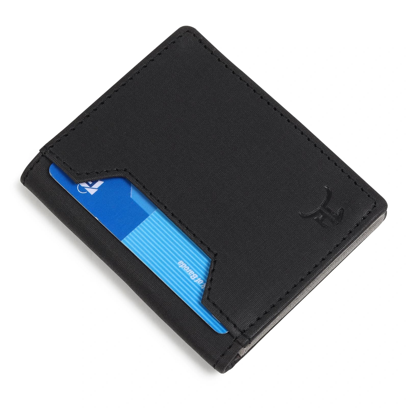 Website Title (H1 / Product Header): Highlark Ultra-Slim Bifold Leather Wallet with Quick-Access Card Slot & Coin Pocket – Stealth Black & Grey 3