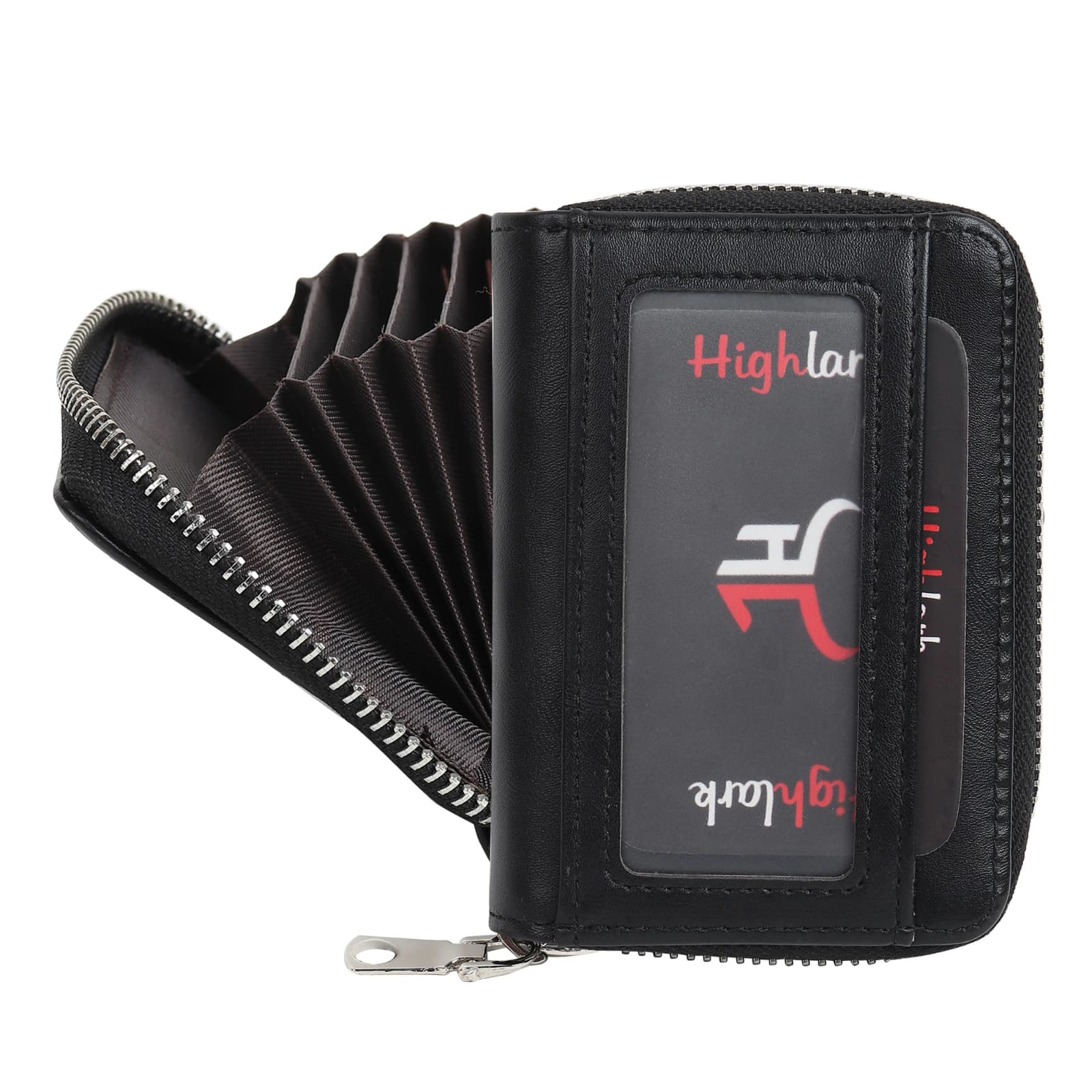 Highlark Accordion Zip-Around Leather Card Holder Wallet – Classic Black 4