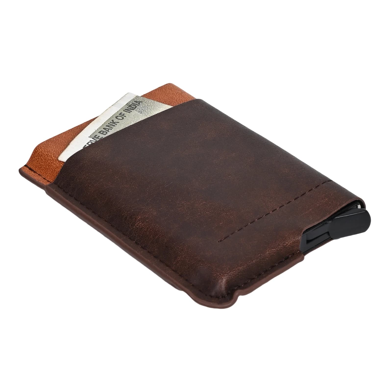 Highlark Automatic Pop-Up RFID Blocking Smart Wallet & Card Holder – Dual-Tone Dark Brown & Tan 4