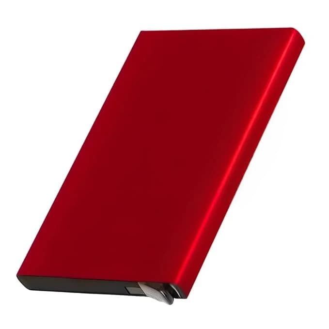 Highlark Metallic Pop-Up RFID Blocking Aluminum Card Holder Wallet – Crimson Metallic Red 1