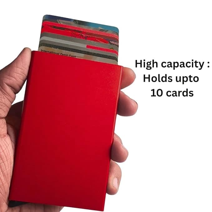 Highlark Metallic Pop-Up RFID Blocking Aluminum Card Holder Wallet – Crimson Metallic Red 4