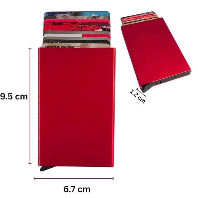 Highlark Metallic Pop-Up RFID Blocking Aluminum Card Holder Wallet – Crimson Metallic Red 2