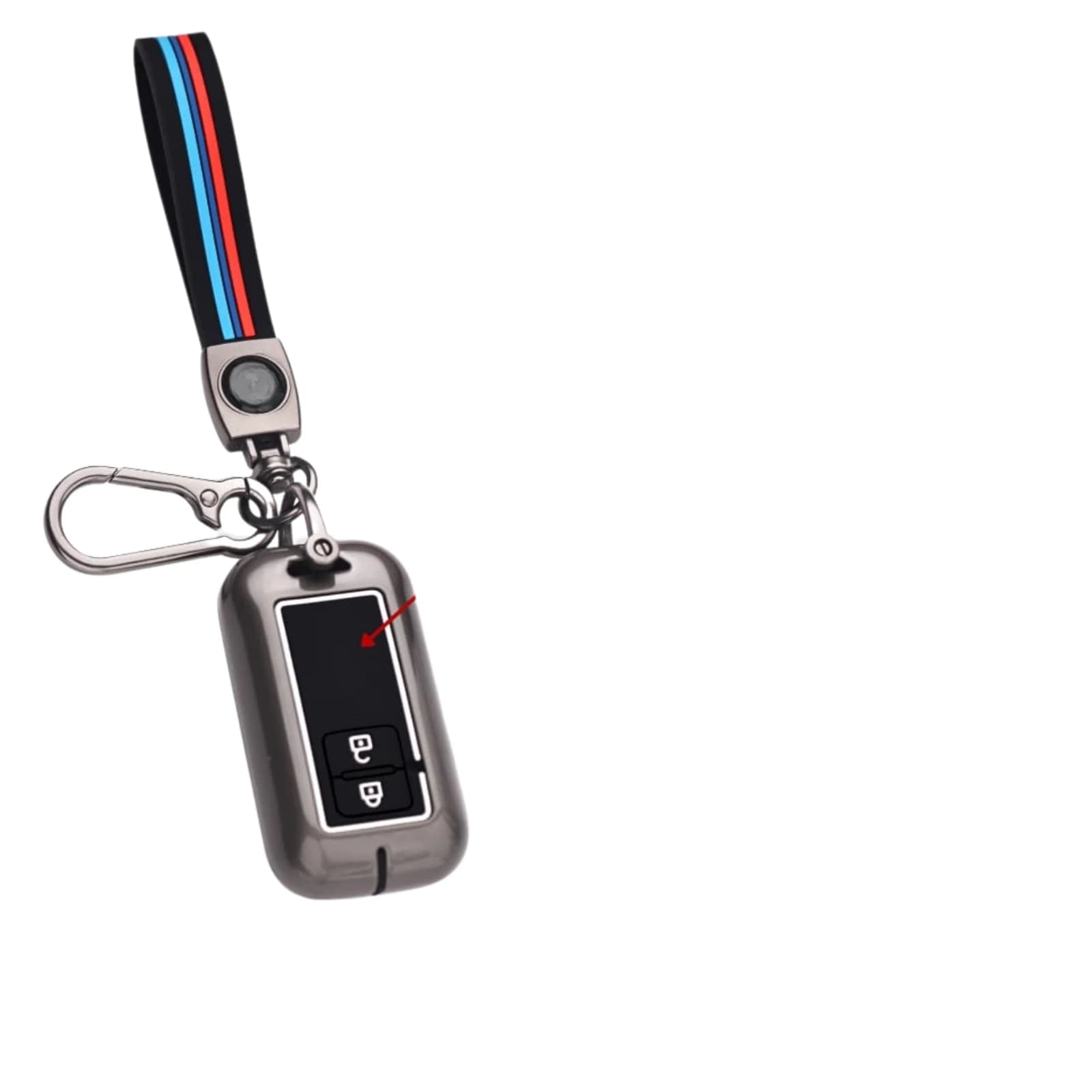 Highlark Luxury Zinc Alloy Smart Car Key Fob Cover Case with Sport Strap Keychain – Titanium Grey 6