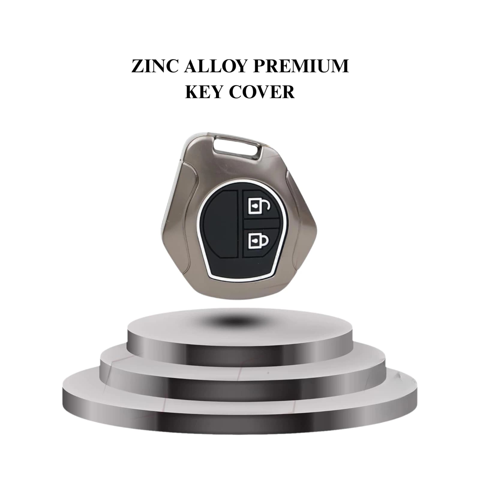 Highlark Luxury Zinc Alloy Car Key Fob Cover Case for 2-Button Remote with Carabiner Keychain – Titanium Grey & Sport Stripe 5