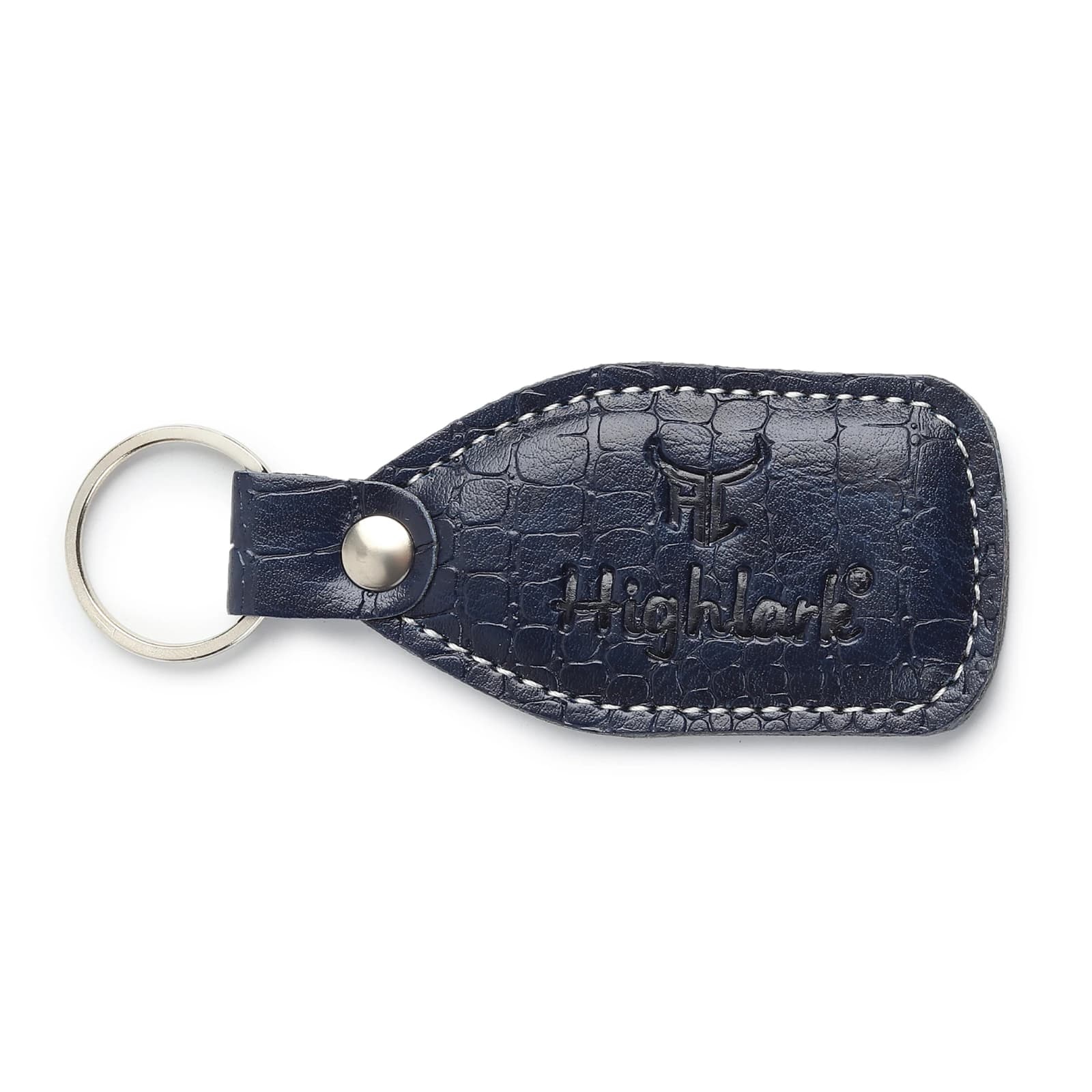 Highlark Croc-Embossed Leather Keychain & Key Ring – Midnight Navy Blue 2
