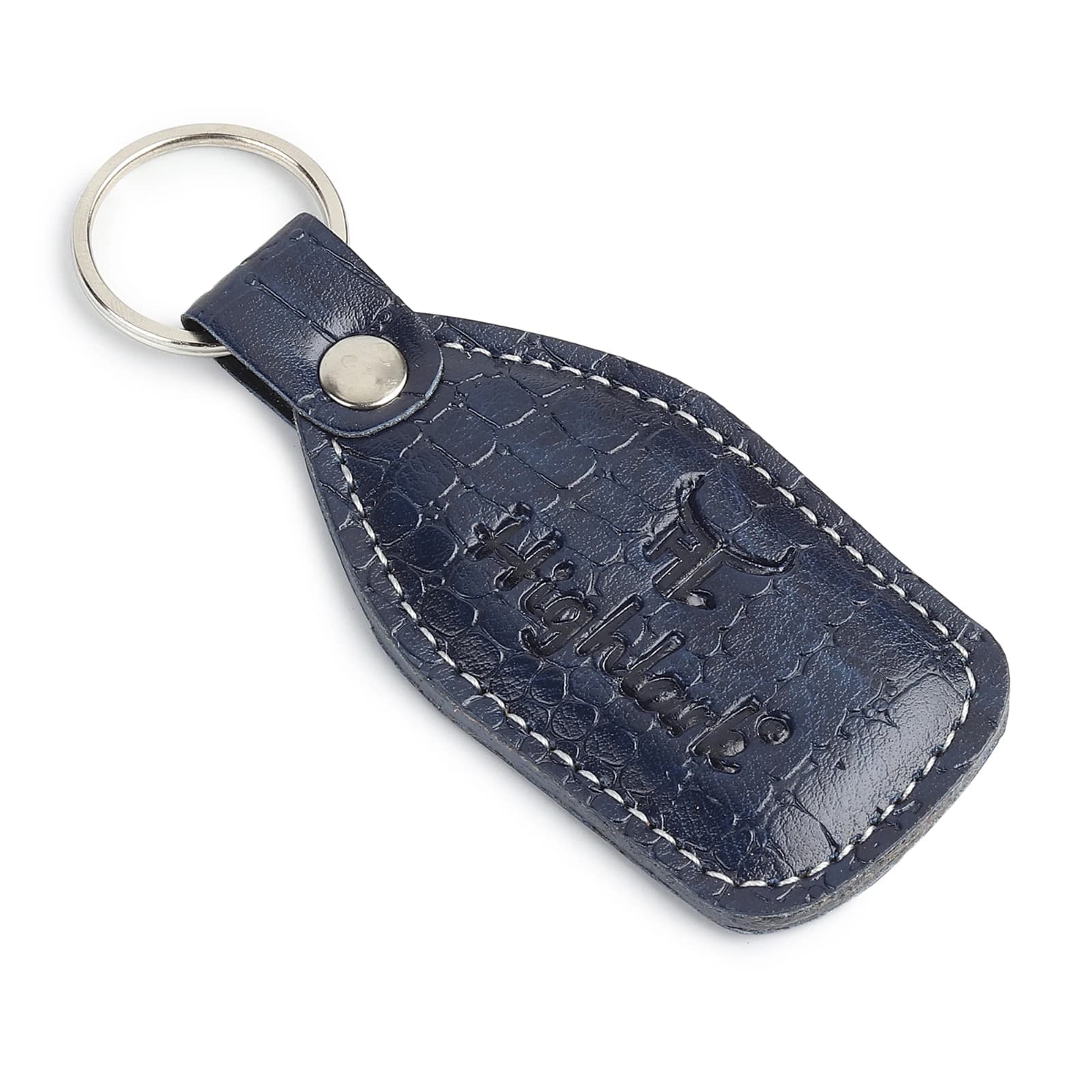Highlark Croc-Embossed Leather Keychain & Key Ring – Midnight Navy Blue 1