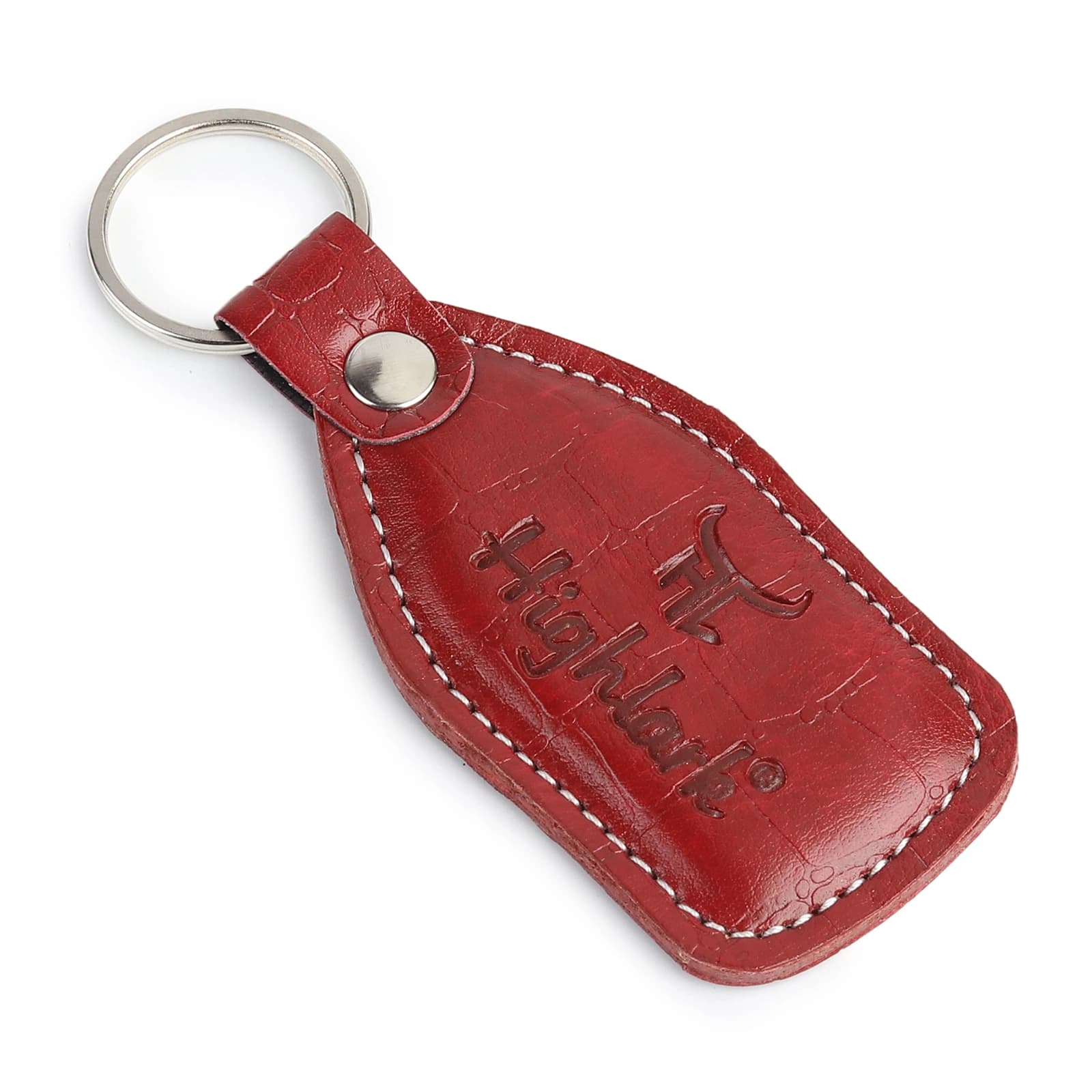 Highlark Croc-Embossed Leather Keychain & Key Ring – Crimson Wine Red 2