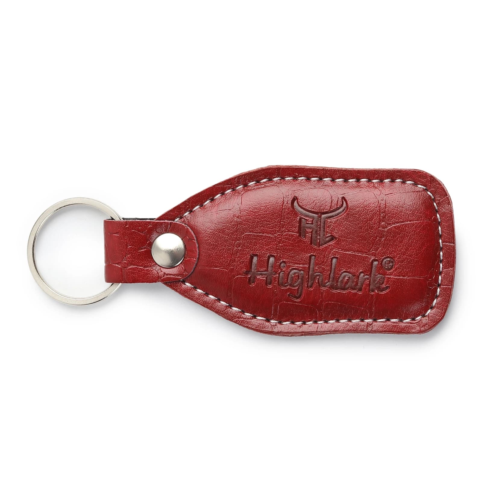 Highlark Croc-Embossed Leather Keychain & Key Ring – Crimson Wine Red 1