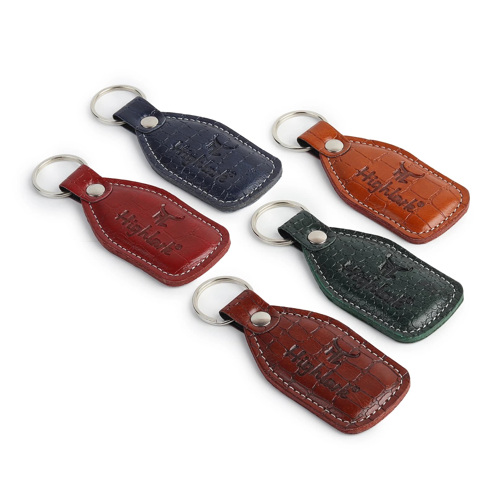 Website Title (H1 / Product Header): Highlark Pebble-Textured Leather Keychain & Key Ring – Forest Emerald Green 4