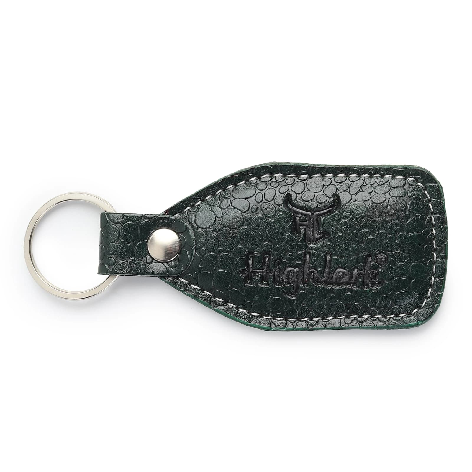 Website Title (H1 / Product Header): Highlark Pebble-Textured Leather Keychain & Key Ring – Forest Emerald Green 1