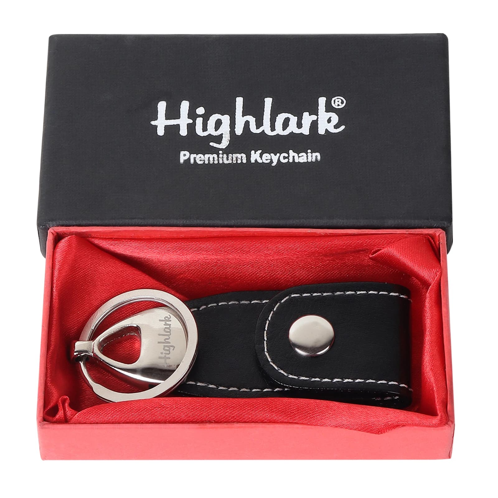 Highlark Premium Leather Key Fob & Heavy-Duty Key Ring with Gift Box – Jet Black 6