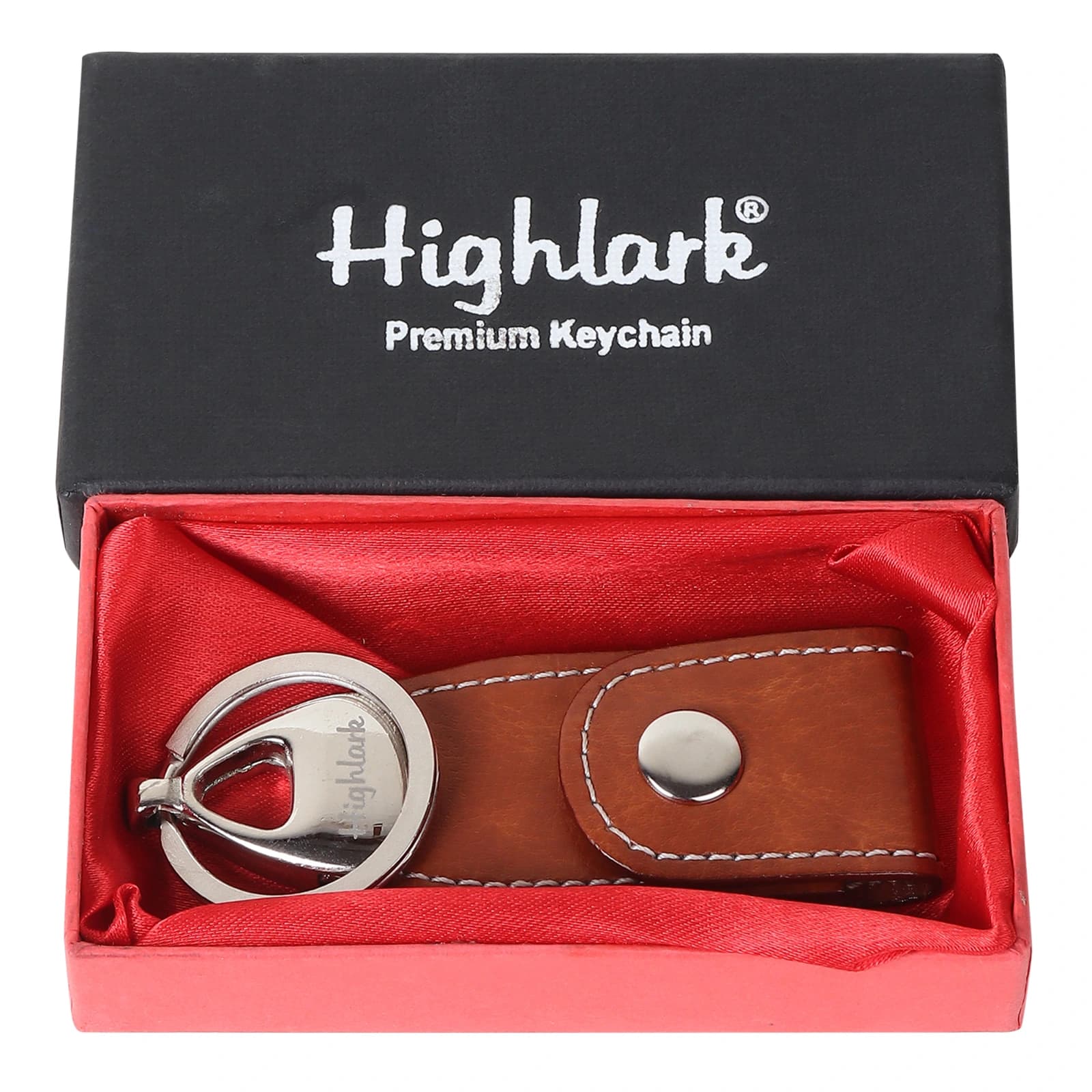 Highlark Premium Leather Key Fob & Heavy-Duty Key Ring with Gift Box – Warm Amber Tan 7