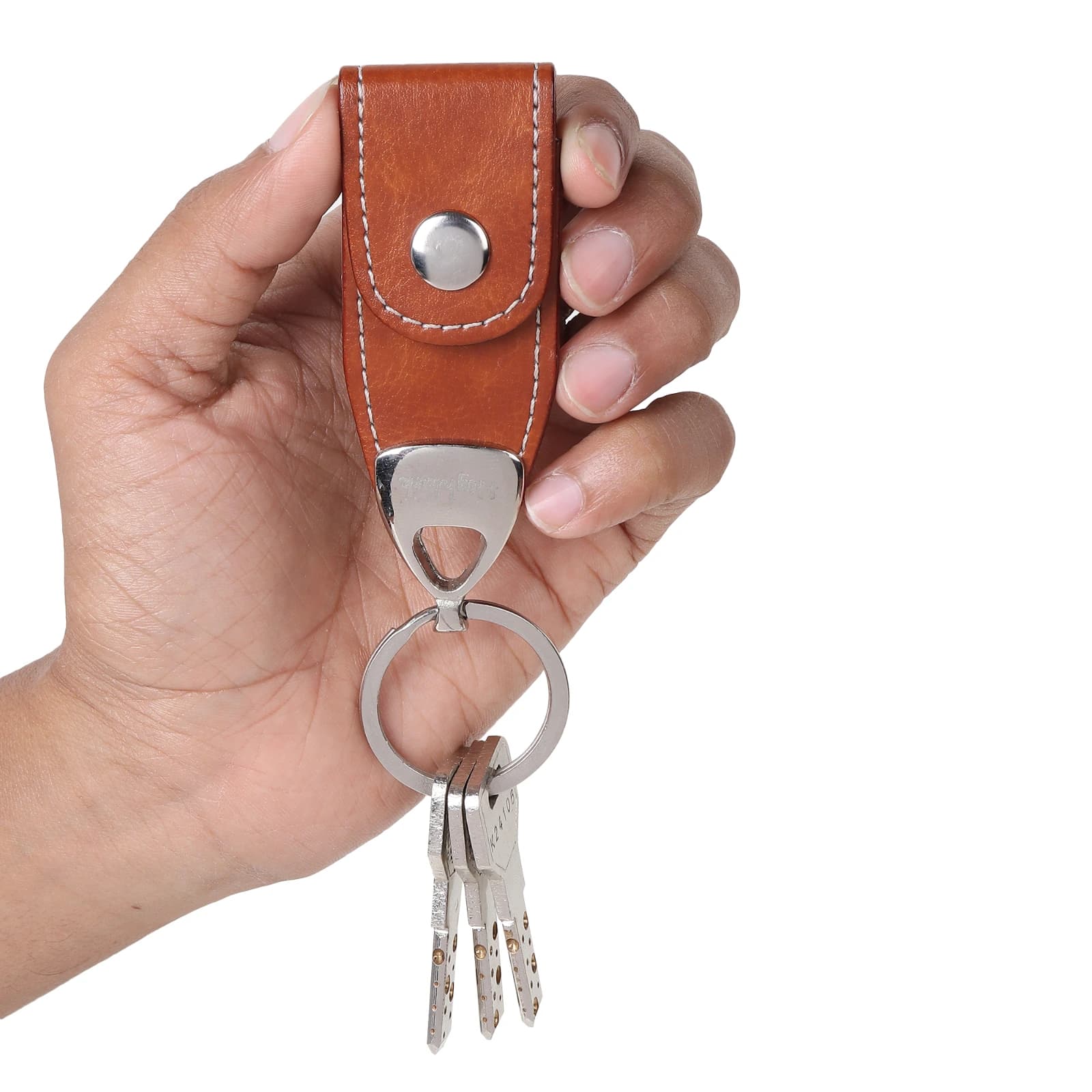 Highlark Premium Leather Key Fob & Heavy-Duty Key Ring with Gift Box – Warm Amber Tan 4