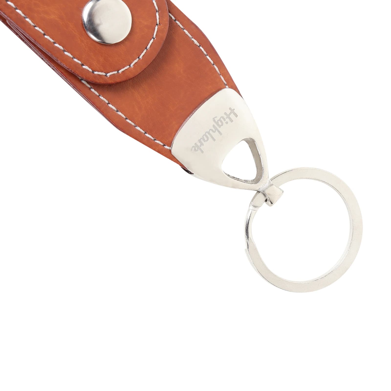 Highlark Premium Leather Key Fob & Heavy-Duty Key Ring with Gift Box – Warm Amber Tan 2