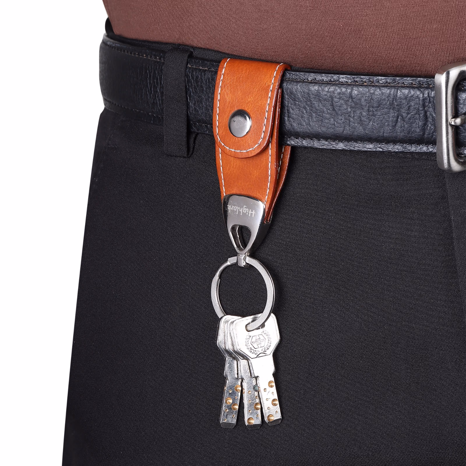 Highlark Premium Leather Key Fob & Heavy-Duty Key Ring with Gift Box – Warm Amber Tan 6