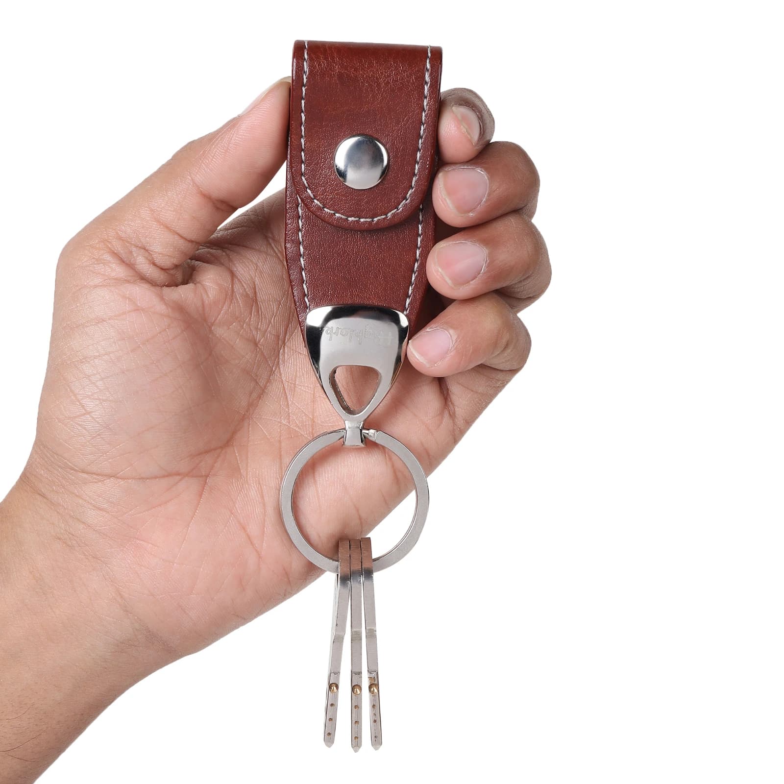 Highlark Premium Leather Key Fob & Heavy-Duty Key Ring with Gift Box – Rich Coffee Dark Brown 4
