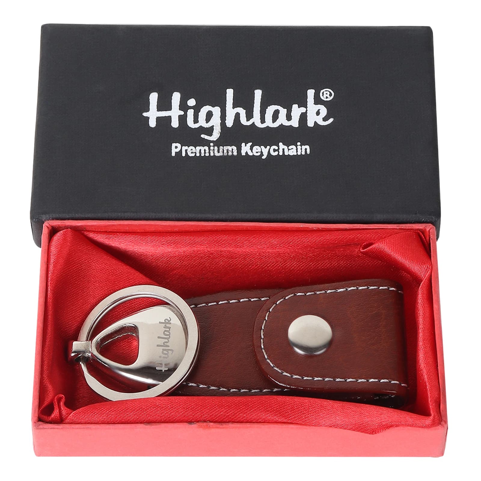 Highlark Premium Leather Key Fob & Heavy-Duty Key Ring with Gift Box – Rich Coffee Dark Brown 7