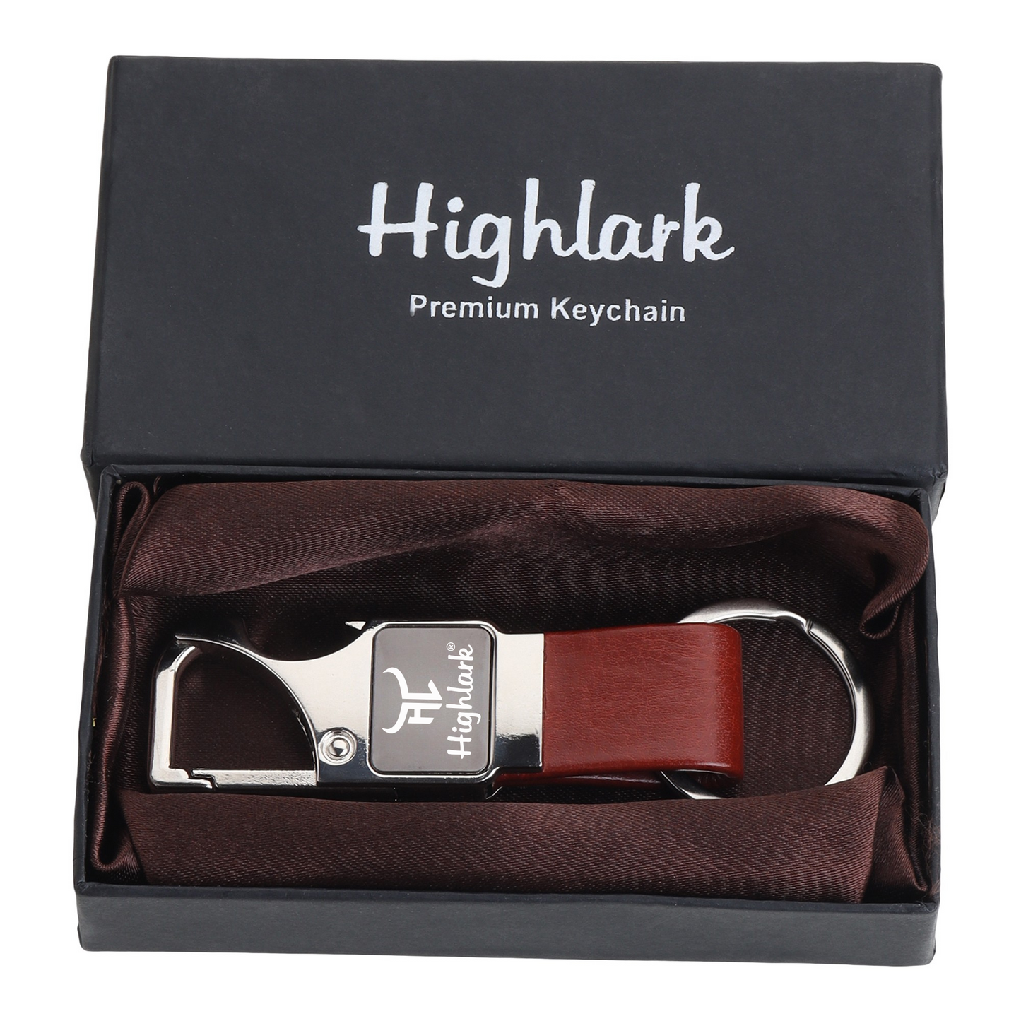 Highlark Premium Keychain for Men & Women | Stylish Metal Key Ring with Leather-Finish Strap | Gift Box