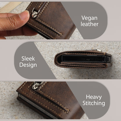 Highlark Brown Elite Pro SlideX RFID Protected Wallet Card Holder for Men