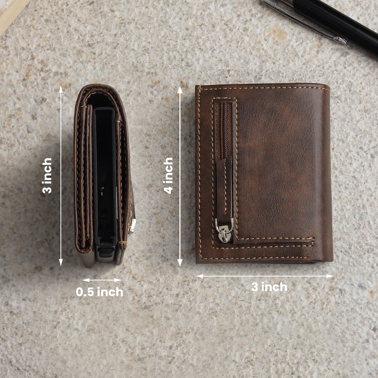 Highlark Brown Elite Pro SlideX RFID Protected Wallet Card Holder for Men