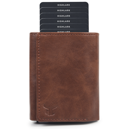 Highlark Brown RFID Pop-Up Leather Wallet Card Holder for Men