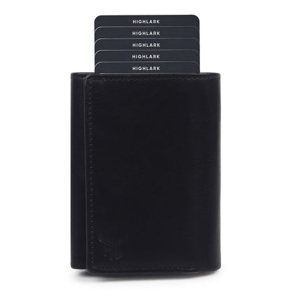 Highlark Black RFID Pop-Up Leather Wallet Card Holder for Men