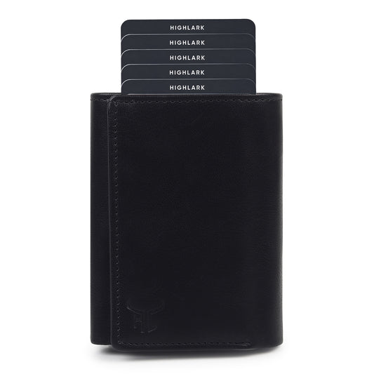 Highlark Black RFID Pop-Up Leather Wallet Card Holder for Men