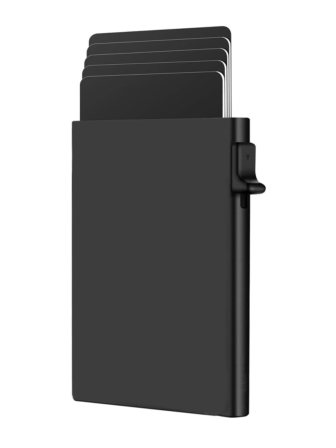 Black Slim Stainless Steel Card Holder, Side Pull Card Design for Men & Women
