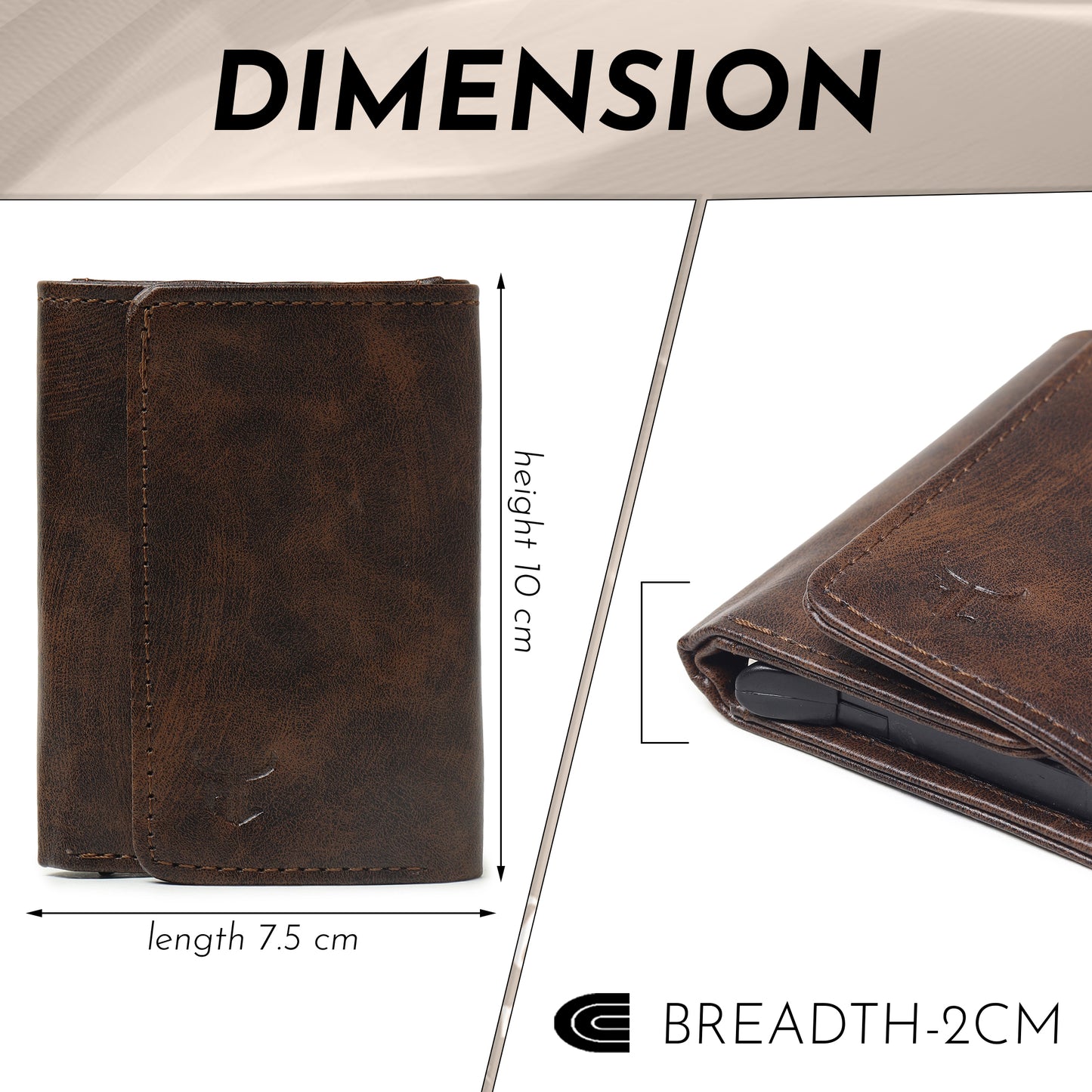 Highlark Pop up Card Holder Wallet for Men & Women | Leather Trifold with Quick Access Card Slide | RFID Blocking | Cash Compartment | Slim Compact Design | Brown