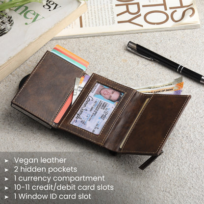 Highlark Brown Elite Pro SlideX RFID Protected Wallet Card Holder for Men