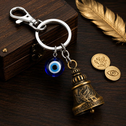 Highlark Evil Eye Keychain for Men & Women, Decorative Bell Key Ring with Blue Evil Eye Charm, Stylish Keychain for Car, Bike & Home Keys, Gift Accessory, Pack of 1