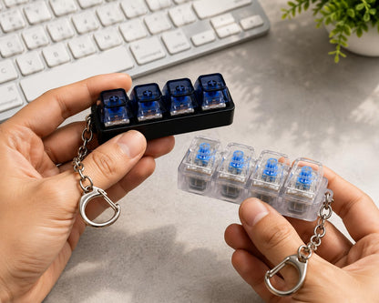 Mechanical Keyboard Clicker Keychain (Pack of 2) | Switch Fidget keyring | Clicky Stress Relief Keychain | Portable Keyboard Switch Key Ring